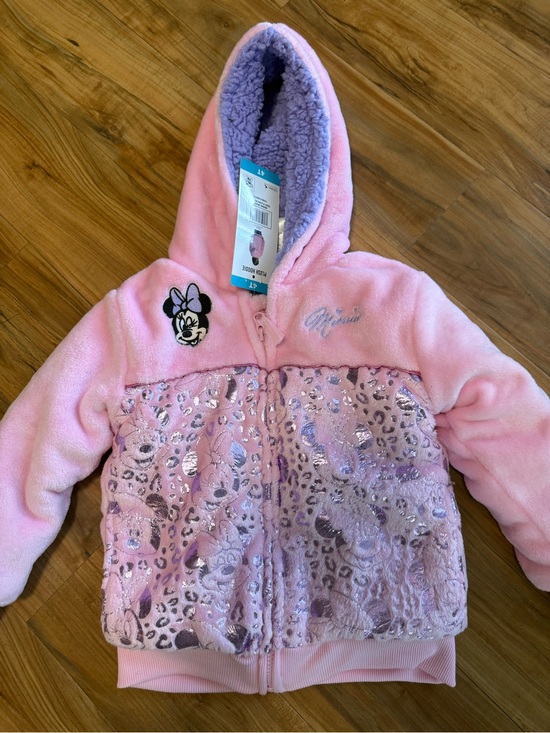 Disney Other - Disney Pink Hooded Minnie Puffer Jacket with Silver Accents